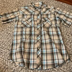Wrangler Men's Size Medium Pearl Snap Button Up Short Sleeve Western Shirt